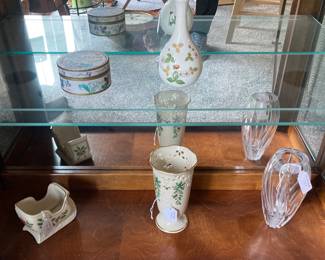 Lenox Holiday Porcelain Pieces, Mikasa Leaded Glass Vase, Vienna Vase