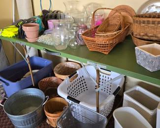 Lots of Vases, Baskets, Laundry Basket, Trash Bins and more!
