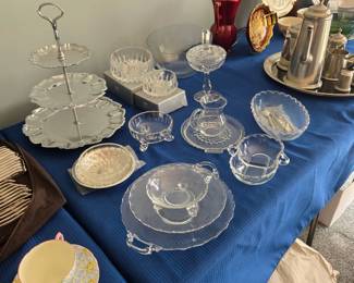 Assorted elegant, pressed, leaded crystal glass; tea cups & saucers and much more