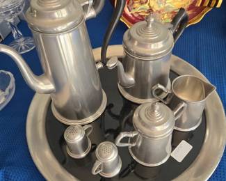 Pewter Coffee & Tea Service on Tray