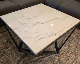 Lot #88 - Riko Cocktail Table by Elements Contemporary Marble Top Coffee Table with Gunmetal Brushed Iron Legs