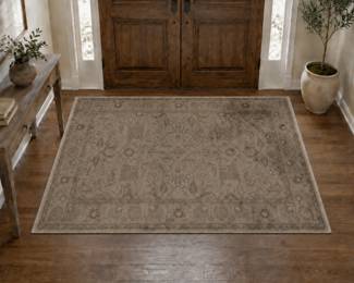 Lot #46 - Ethan Allen Traditional Area Rug with Floral Motif in Neutral Tones