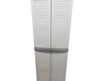Lot #111 - White Plastic Outdoor Storage Utility Cabinet with Lockable Doors and Shelves