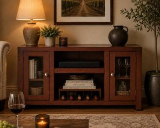 Lot #91 - Whalen Entertainment TV Console in Cherry Wood