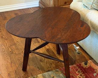 Lot #36 - Wooden Mid-Century Modern Style Side Table with Sculptural Legs and Clover Leaf or Trefoil Shape Top
