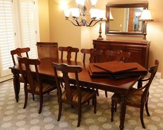 Lot #5 - Ethan Allen Livingston Classic Extension Dining Table & Chairs Inspired by Island Antiques and British Colonial Design