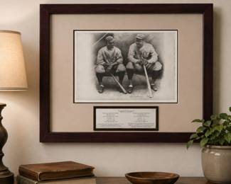 Lot #85 - Framed Allen Friedlander Lithograph "Legends of the Game" Babe Ruth Lou Gehrig New York Yankees