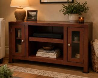 staged media consoleLot #91 - Whalen Entertainment TV Console in Cherry Wood