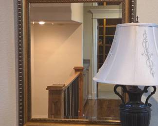 Lot #43 - Delta Graphics Decorative Beaded Gold-Toned Ornate Wall Mirror with Detailed Frame