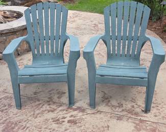 Lot #100 - Pair of Adams RealComfort Teal Resin Adirondack Chairs