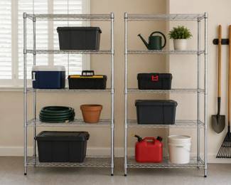 Lot #123 - Metal Wire Shelving Units Adjustable Commercial Storage Racks