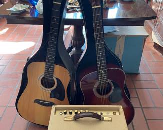 Palmer and an Oscar Schmidt acoustic guitars, Crate amplifier