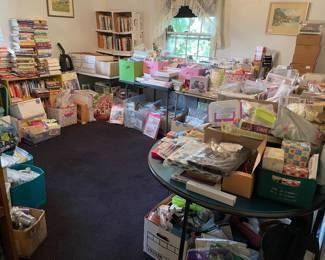 This room is completely full of new craft items and books