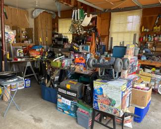 A garage literally packed full of tools