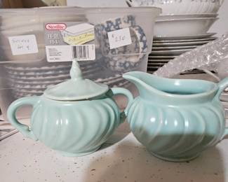 Franciscan Coronado Aqua sugar bowl and creamer as part of complete service for 8