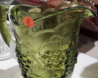 GREEN GLASS PITCHER