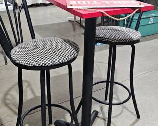 HIGH TOP TABLE AND BAR STOOLS