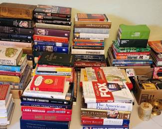 Large Book Collection – Vintage & Modern Books: Extensive assortment including Reader’s Digest Condensed Books spanning multiple years, vintage and older hardcover books, cookbook and recipe collections, history and Americana, biographies and memoirs, politics, reference books, technical/electronics books, gardening, religion, poetry, humor and more.