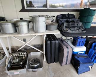 Cookware, Luggage & Travel – Large assortment of pots & pans, matching luggage/suitcases, lunch boxes, coolers/ice chests, travel bags & more!