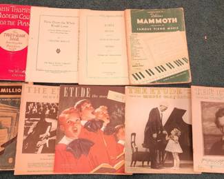 ANTIQUE & VINTAGE SHEET MUSIC COLLECTION – Wonderful collection of early piano music, instruction books and sheet music, including The Etude, John Thompson’s Modern Course for the Piano, Mammoth Piano Pieces and more. Beautiful old musical ephemera for musicians and collectors.