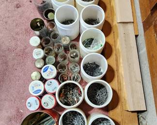 HARDWARE GALORE! Huge assortment of nails, screws, fasteners & miscellaneous hardware — tons of sizes and varieties!