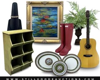 4k gold, holiday decorations, cowboy hats, pocket watch, magic the gathering cards, antique and vintage books, antique and vintage coins, costume jewelry, and more!