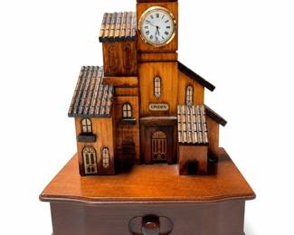 Linden Village Clock Tower Musical Jewelry Box