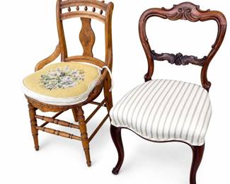 Eastlake Cane-Seat & Victorian Balloon-Back Side Chairs