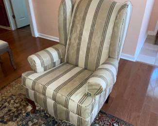Striped Wingback Chair