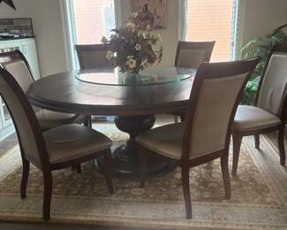 Dining Table, 6 chairs & glass Turntable