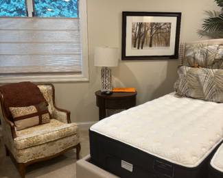 King Bed, Chair, Table & Lamp