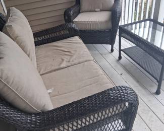 vinyl wicker style set