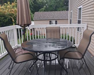 patio set with umbrella