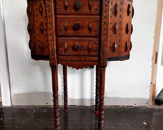 Vintage Folk Art Sewing Table