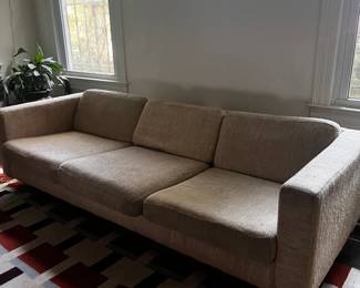 MCM Milo Baughman style wooden plinth sofa