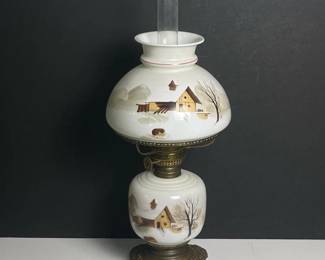 126 antiquebrassandglassoillampwithha