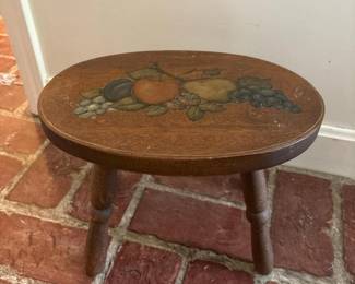 093 paintedfruitmotifwoodenstool