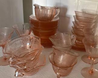 034 pinkdepressionglasstablewareassortme