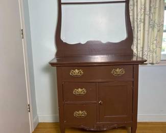 245 vintagebrownpaintedwoodwashstand
