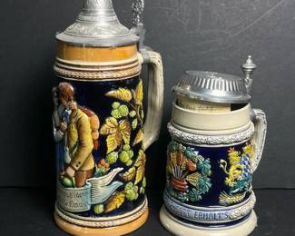 122 vintagegermanbeersteinswithpewterl