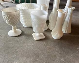 228 milkglassvasesandgobletsinthemann