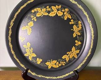 153 handpaintedblackandgolddecorativem