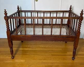 251 antiquebobbinturnedwoodenbabycrib