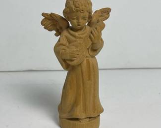 143 handcarvedwoodenangelfigurineplayin