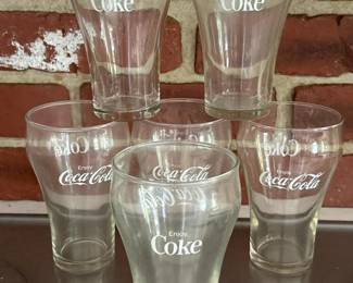 036 sixvintagecocacolalogodrinkingglas