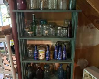 212 vintageassortedglassbottleswithgree
