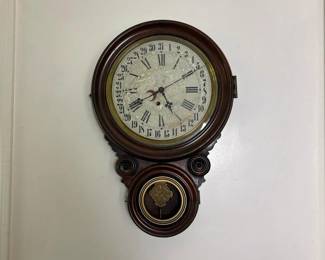 046 vintagewoodcasecalendarwallclockwi