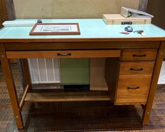 Vintage Oak Drafting Table by Hamilton