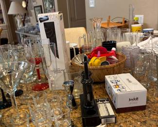 Large Selection of Kitchen Dishes, Cookware, Flatware Appliances and  Serving Items.