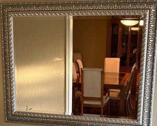 Ornate Silver-Tone Decorative Wall Mirror with Acanthus Leaf Border